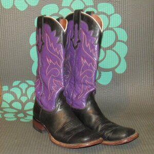 Black & Purple Lucchese Cowgirl Boots Size 9B